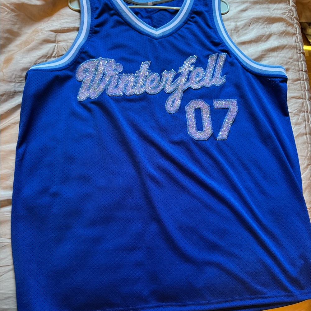 Oversized Custom Rhinestone Sansa Stark/Game of Thrones Themed Basketball Jersey